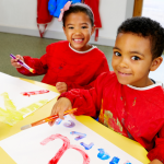 Kids painting with watercolours